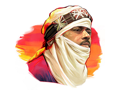 Portrait - Abdallah ag Alhousseyni abdallah ag alhousseyni assouf desert blues digital art digital portrait illustration painterly brushes photoshop portrait painting singer tenere tinariwen