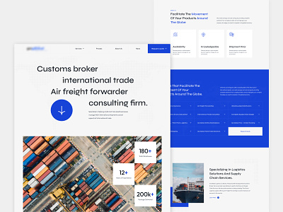 Future Logistics | Landing Page cargo container courier delivery design expedition freight logistics maliek studio package packing shipment shipment landing page shipping transport transporting uiux uiuxdesign warehouse web design
