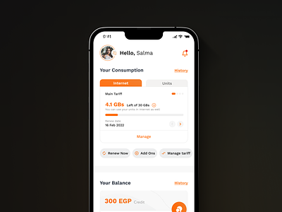 Orange's Egypt home page app design design interface mobile app design prototype ui ui design ui ux design uidesign