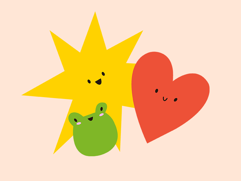 Happy Elements amsterdam animals animated ankillustrates branding burst design frog giphy heart illustration motion graphics sparkle summer sun travel