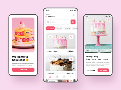 Cake Builder | Mob Design android app cake design foodtech interface ios mobile mobile app mobile ui online pink purrweb recipe app sweets ui uiux ux