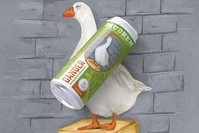 Gander IPA by MudHen Brewing Co. animal beer beer can beer label beer packaging bird brewery can craft beer design digital painting drink goose illustration ipa label label design packaging packaging design procreate