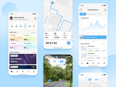 RunTracker - Mobile App 🥇 activity app app calorie tracking cardio dashboard design exercise fitness tracker gym app health analytics heart rate tracking jogging marathon mobile apps runners running sport ui ux virtual reality