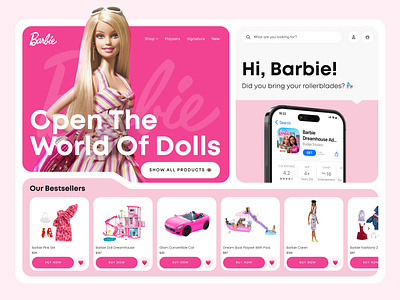 Barbie Store Concept barbie dashboard design dolls margot robbie mattel playsets toys ui