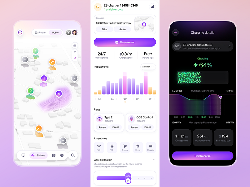 Electrys | EV charging app app design ev charging app fireart fireartstudio minimal ui ux