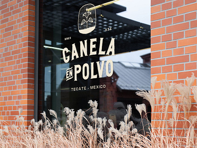 Canela en Polvo bar boho brand design branding cafe decal logo logo design mock up mockup nature organic plant restaurant retro rustic sign signage vintage window