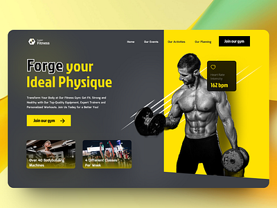 GYM bodybuilding bold branding coaching energetic fitness gym ui yellow