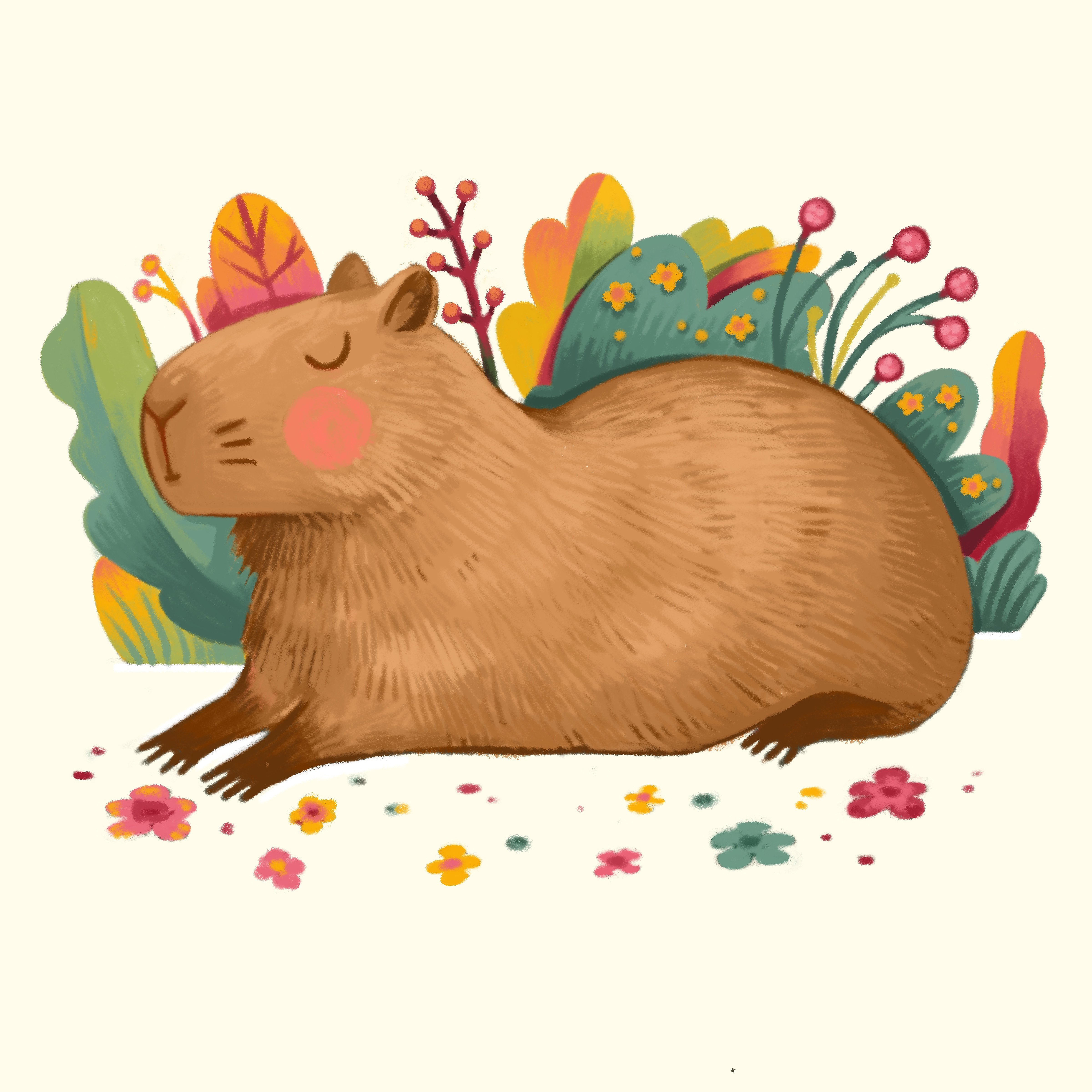 Capybara era animal capybara cute illustration nature procreate texture