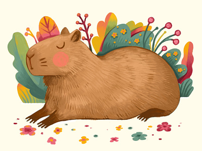 Capybara era animal capybara cute illustration nature procreate texture