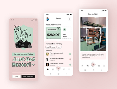 Online Payment App branding finance modern personalized pink qrcode transaction ui