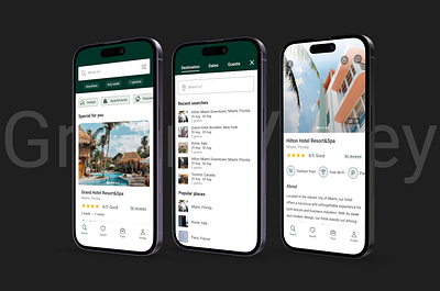 UI - Booking Mobile App "GreenValley" animation app application booking booking app branding design ui uiux ux