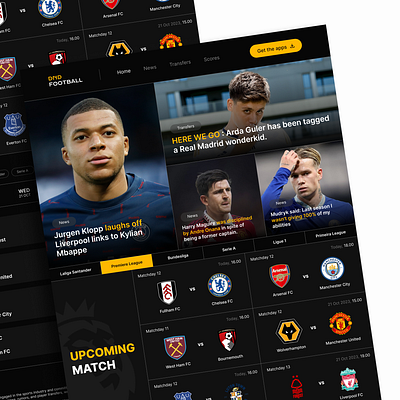 Modern Football Live score Website branding dark football landingpage livescore orange soccer ui website