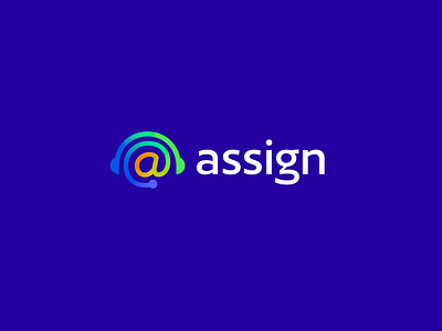 assign @ ai assign bpo branding calling concept double meaning gradient headphones letter letter a lettermark logo mic roxana niculescu simple technology