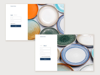 Login and registration forms for an online tableware store ceramics e commerce first screen forms registration form ui ux design web design