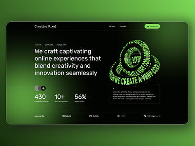 Creative Pixel creative design figma interface pixel studio ui web design studio website