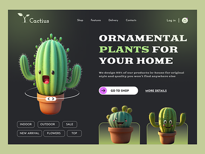 CACTIUS WEB-APP buy plants online cactus flower website garden website gardening green hero home page landing page nature plant plant care plant landing page plant website ui ux uxui web web design website