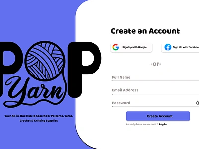 Sign Up Page for Local Yarn Shop app branding daily ui design logo sign up ui uiux ux website