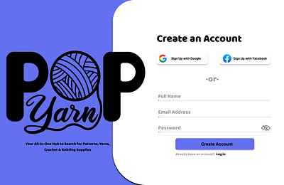 Sign Up Page for Local Yarn Shop app branding daily ui design logo sign up ui uiux ux website