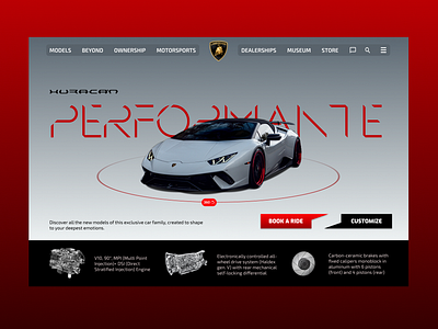 Lamborghini Huracan Performante Landing Page Concept concept page design graphic design lamborghini lamborghini landing page landing page landing page concept ui ux web design