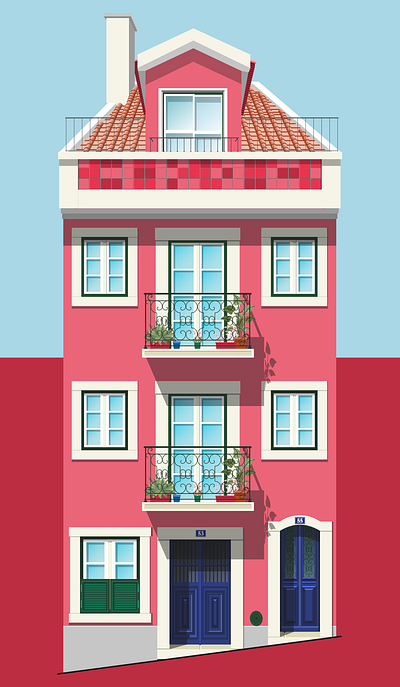 Lisboa affinity architecture building city graphic design illustration lisbon pink vector