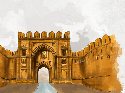 Rohtas Fort - Digital Painting adobe illustrator architecture digital digital art digital painting graphic design illustration illustrator painting pakistan heritage vector vector art