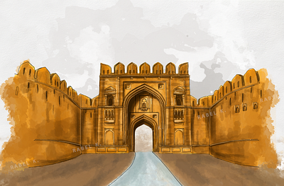 Rohtas Fort - Digital Painting adobe illustrator architecture digital digital art digital painting graphic design illustration illustrator painting pakistan heritage vector vector art