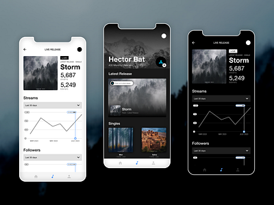 Artist App - Storm Promo apple music data design music music app nature profile spotify stats storm ui ux website youtube