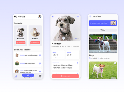 Lost pet app app design mobile product design ui ux