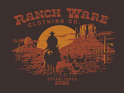 Cactus Sunset branding cactus desert graphic design illustration ranch tee shirt western