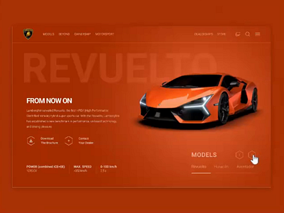 Lamborghini Model Animation animation car design figma lamborghini sports car ui ui design web design