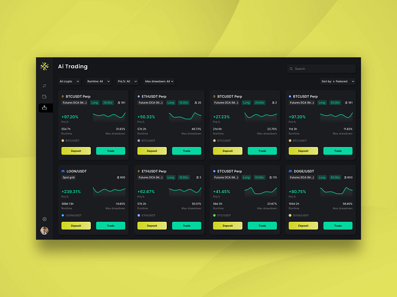 Crypto Dashboard UI UX Design for AI Trading Bots Web3 App DeFi ai banking crypto crypto trading cryptocurrency defi extej finance financial app fintech investing app investment saas trading trading bots ui ux wallet web app web design web3