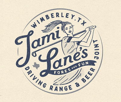 Jami Lane's Driving Range badge branding design golf golfer golfing graphic design illustration logo range typography vector