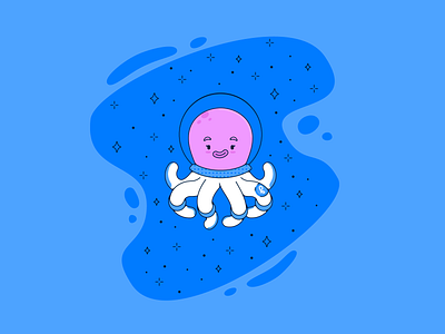 Misty the Octopus - PHEEDLOOP Character Design animal astronaut blue cartoon cartoon character character character design cute flat freelancer illustration mascot octopus opentowork space