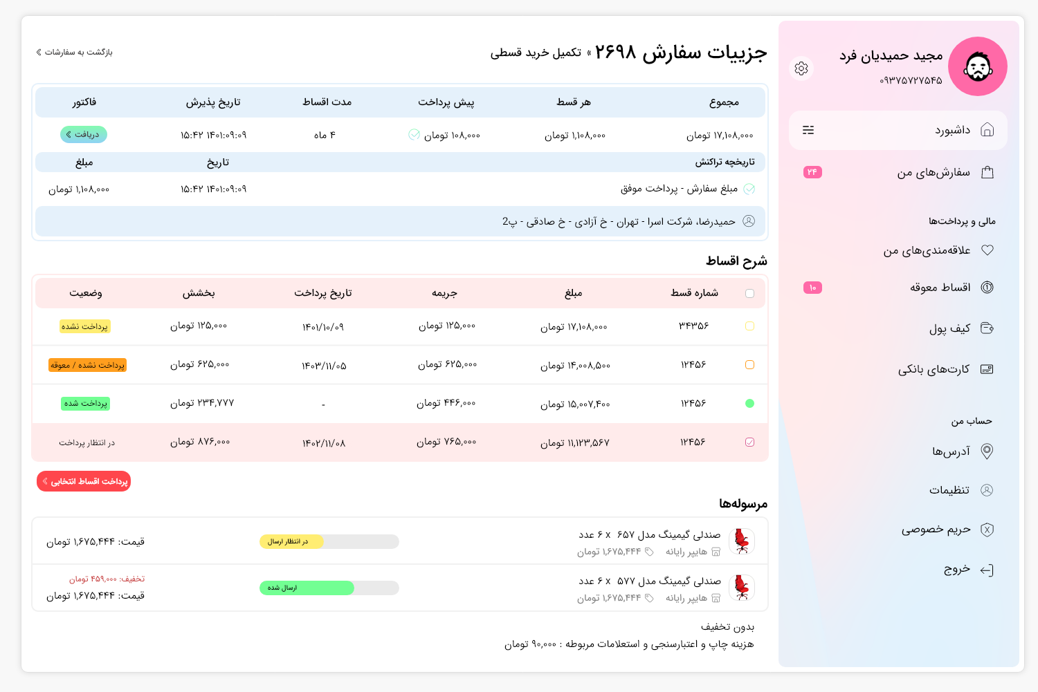 AvaKala User Panel adobe xd dashboard design figma panel ui user dashboard user panel ux
