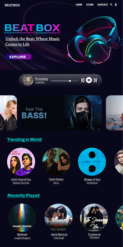 Music Website UI app design graphic design ui
