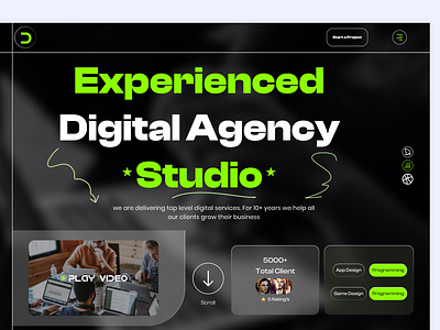 Digital Agency Studio Website Ui design app ayanalif branding design figma graphic design illustration landing page logo trending web ui design typography ui ui design uiux uiux design ux ux design vector web design web ui