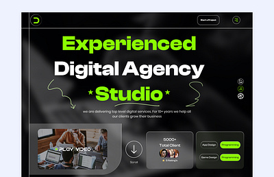 Digital Agency Studio Website Ui design app ayanalif branding design figma graphic design illustration landing page logo trending web ui design typography ui ui design uiux uiux design ux ux design vector web design web ui