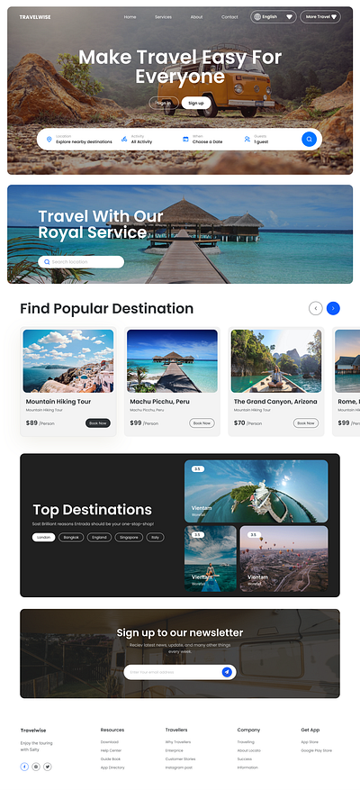 TravelWise - Travel Website booking branding enjoy graphic design hotel journey landing page logo tour tourism travel ui ux vocations website