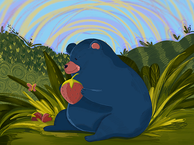 10 “Bear with a strawberry” 2d 2d art 2dart children illustration concept art design illustration procreate