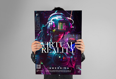 VIRTUAL REALITY aesthetic creative cyberpunk design digital art future graphic design illustration immersion logo photoshop poster poster design robotic technology there is no planet b typography vector virtual reality vr