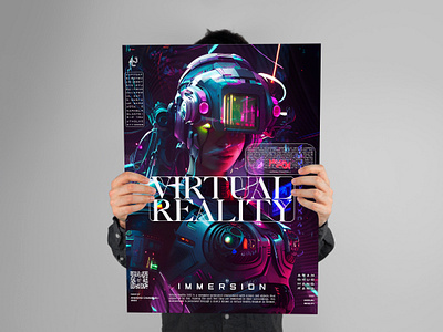 VIRTUAL REALITY aesthetic creative cyberpunk design digital art future graphic design illustration immersion logo photoshop poster poster design robotic technology there is no planet b typography vector virtual reality vr