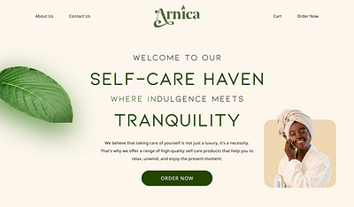 Arnica- a selfcare brand design hero section landing page design ui ui design ux design