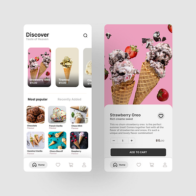 Ice Cream Online Store - Mobile UI Design design ui ux