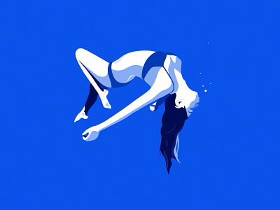 Poolside blue design dive graphic design illustration ocean pool poster summer swim vector water woman