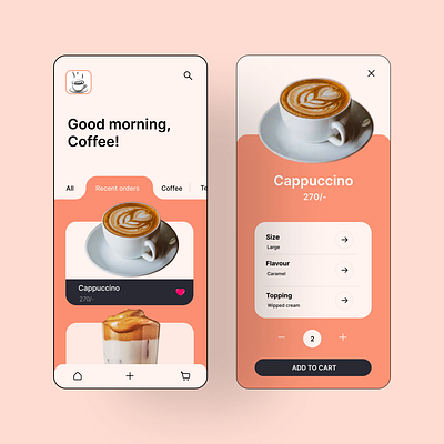 Coffee Shop Mobile App UI design ui ux