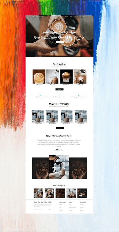 Blue Wing Coffee E- Commerce Website Design branding business company design figma graphic design hero section ui ux web page website