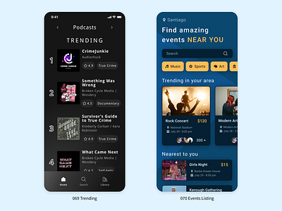 100 Day UI Challenge - Day 69 and 70 app design eventlisting mobile trending ui ui069 ui070 uichallenge