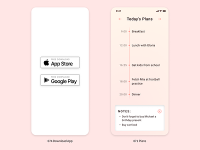 100 Day UI Challenge - Day 71 and 74 dayplan design downloadapp mobile planning plans ui ui072 ui074 uichallenge