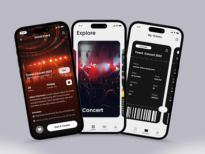 Tivent Tickets Booking Mobile App app design graphic design love minimal tickets ui vector