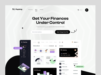 Finance Landing Page dashboard design finance service ui uidesign ux uxdesign webdesign